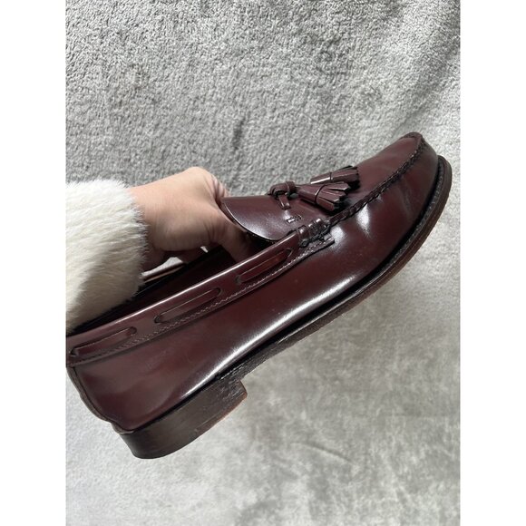 Vtg 60s 70s GH Bass Weejuns Men’s 12 C Oxblood Leather Tassel loafers Made USA - Picture 2 of 13